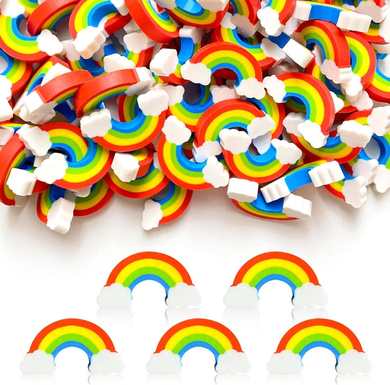 Kleeblatt Mini Rainbow Erasers for Kids Bulk, 100 PCS Cute Fun Desk Pets for Student Classroom, Treasure Box Prizes,Party Favors for Kids Goodie Bags, Back to School Gifts for Students - Image 1